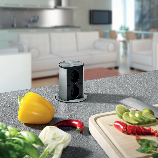 Αναδυόμενο πολύπριζο πάγκου - Hidden multi-plug for counter-top with elevator system