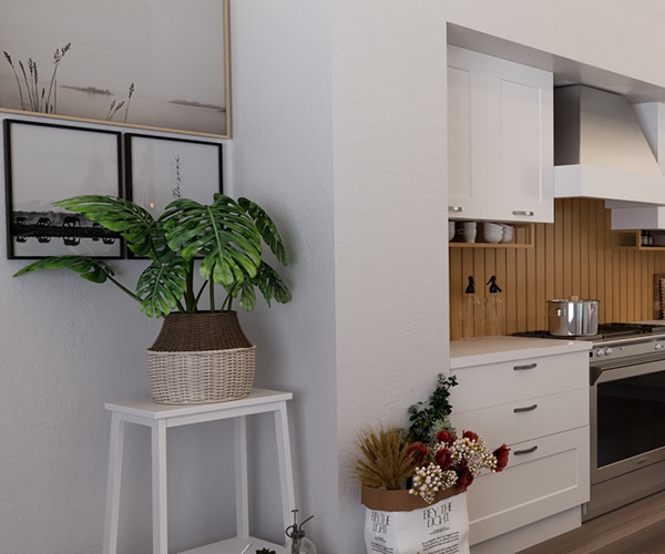 centro kitchen κουζίνα, Banoffee, ανοιχτόχρωμο ξύλο, νησίδα, καναπές, τραπέζι, εστίες, φούρνος, λευκό χρώμα