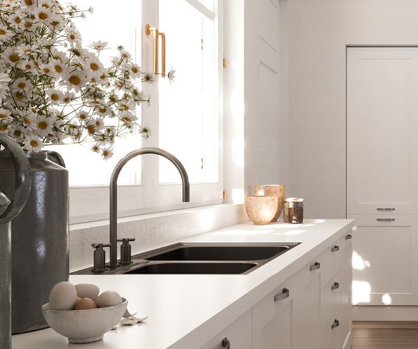 centro kitchen κουζίνα, Banoffee, ανοιχτόχρωμο ξύλο, λευκό χρώμα, νιπτήρας , πάγκος κουζίνας