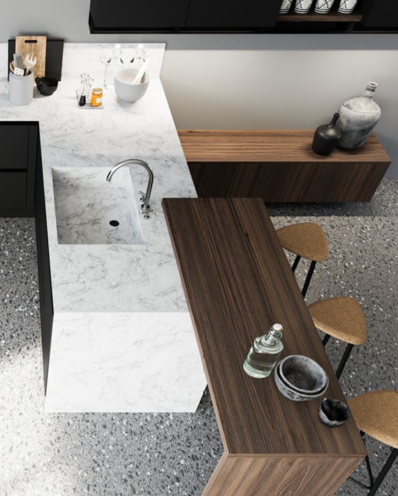 centro kitchen κουζινα, black forest πάγκος