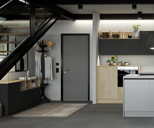 centro kitchen, κουζίνα, design, cannoli, μικρή, πλήρως εξοπλισμένη κουζίνα, νησίδα, γκρι απόχρωση, ανοιχτό ξύλο, μπουφές