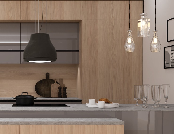 centro kitchen κουζίνα, ekmek, πάγκος κουζίνας,, τραπέζι, κλασικό μοντέλο, ανοιχτό ξύλο, γκρι ντουλάπια, γρανίτης