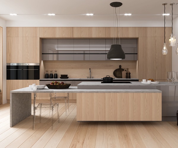 centro kitchen κουζίνα, ekmek, πάγκος κουζίνας, νησίδα, κλασικό μοντέλο, ανοιχτό ξύλο, φούρνος, γκρι ντουλάπια, γρανίτης