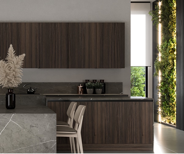 centro kitchen κουζίνα, noka, καρέκλα, σκούρο ξύλο, τραπέζι, μάρμαρο, βιτρίνα, νεροχύτης