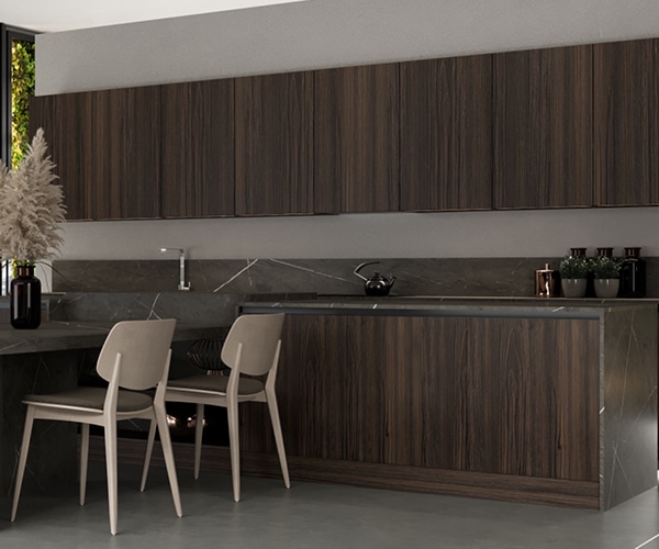 centro kitchen κουζίνα, noka, σκούρο ξύλο, τραπέζι, μάρμαρο, νεροχύτης