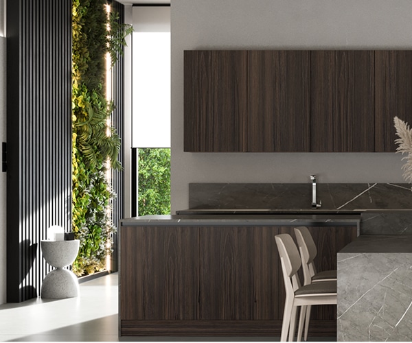 centro kitchen κουζίνα, noka, καρέκλα, σκούρο ξύλο, τραπέζι, μάρμαρο, βιτρίνα, νεροχύτης